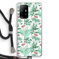 Flamingo bladeren: Oppo A94 5G Transparant Hoesje met koord Flamingo bladeren: Oppo A94 5G Transparant Hoesje met koord