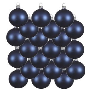 18x Glazen kerstballen mat donkerblauw 6 cm kerstboom versiering/decoratie   -