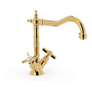 Keukenkraan Tres Clasic | Opbouw | 360° Draaibaar | Mengkraan | 2-knops | Vintage | 24k Goud glans