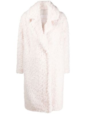 Yves Salomon manteau long à design tissé - Blanc