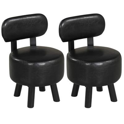 Voetenbank met Rugleuning Gestoffeerde Zitbank met Kunstleren Bekleding Poef Draagvermogen 150 kg Tweedelige Set