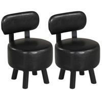 Voetenbank met Rugleuning Gestoffeerde Zitbank met Kunstleren Bekleding Poef Draagvermogen 150 kg Tweedelige Set