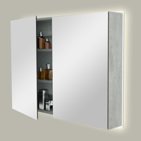 Storke Reflecta spiegelkast 100 x 75 cm beton donkergrijs met spiegelverlichting - thumbnail