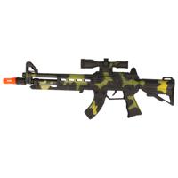 Verkleed speelgoed Politie/soldaten geweer - machinegeweer - zwart/geel - plastic - 38 cm   - - thumbnail