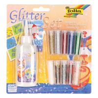 Glitter en confetti set met lijm 11 delig