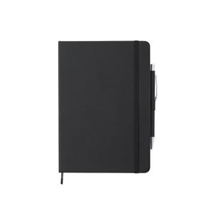 Schrift/notitieboekje met elastiek/pen A5 formaat - zwart