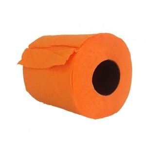 2x Oranje toiletpapier rollen 140 vellen