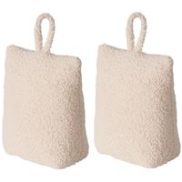 Deurstopper - 2x - 1 kilo - beige - pluche/teddy stof - 20 x 10 cm