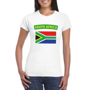 T-shirt met Zuid Afrikaanse vlag wit dames