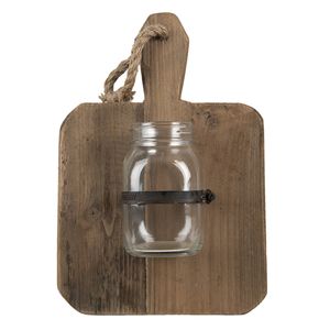 Clayre & Eef Vaas 23x13x33 cm Bruin Hout Glas