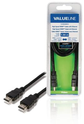 Valueline vlvb34000b10 high speed hdmi kabel met ethernet hdmi-connector - hdmi-connector 1.00 m zwart