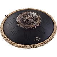 Meinl Sonic Energy Octave Steel Black Floral Tongue Drum, 16 inch, D Kurd, 9 tonen