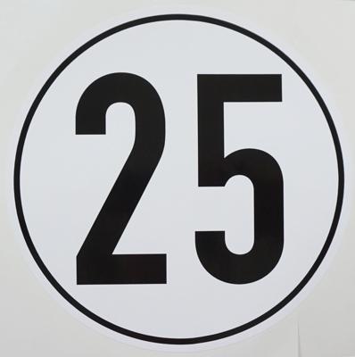 Ad Kilometer sign 25km witte plusguide