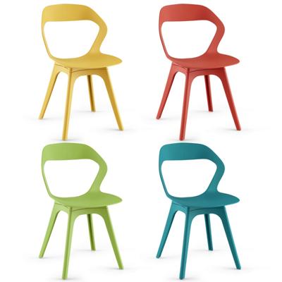 Set van 4 Eetkamerstoelen Keukenstoel met Gebogen Rugleuning Moderne Eetkamerstoelen van PP 4 Stoelen voor Keuken (Kleurrijk)