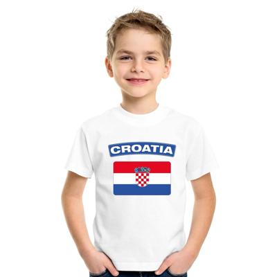 Supporters kleding - t-shirt van vlag Kroatie - wit - voor kinderen - korte mouwen - sport Supporters kleding - t-shirt van vlag Kroatie - wit - voor kinderen - korte mouwen - sport