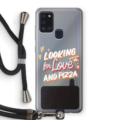 Pizza is the answer: Samsung Galaxy A21s Transparant Hoesje met koord
