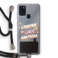 Pizza is the answer: Samsung Galaxy A21s Transparant Hoesje met koord