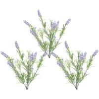 Lavendel kunstplant bundeltje - 3x - bosje - paars - 44 cm
