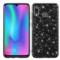 Glittery poeder schokbestendig TPU Case voor Galaxy A30 (zwart)