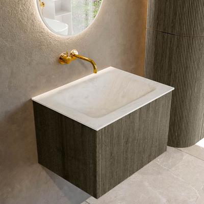Badmeubel Mondiaz Kurve-Dlux | 60 cm cm | Meubelkleur Shadow | Wastafelkleur Opalo | Solid surface | Wasbak midden spoelbak | Zonder kraangat(en)