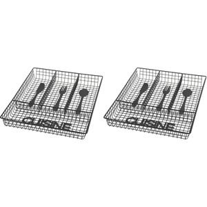 Set van 2x stuks zwarte inzet bestekbakken van metaal 32 cm