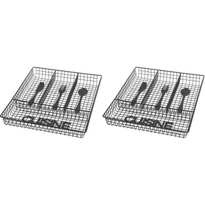 Set van 2x stuks zwarte inzet bestekbakken van metaal 32 cm
