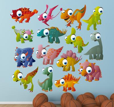 Sticker baby dinosaurussen kleuren ogen