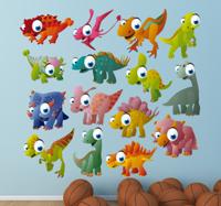 Sticker baby dinosaurussen kleuren ogen