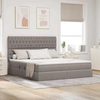 Opbergbed met LED met matras Taupe 160 x 200 cm Polyester