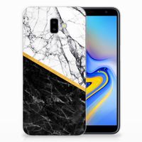 Samsung Galaxy J6 Plus (2018) TPU Siliconen Hoesje Marmer Wit Zwart - Origineel Cadeau Man