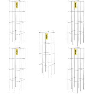 VEVOR Tomatenkooien, 30 x 30 x 117 cm, set van 5 vierkante plantensteunkooien, robuuste, zilveren PVC-gecoate stalen tomatentorens voor het beklimmen van groenten, planten, bloemen en fruit