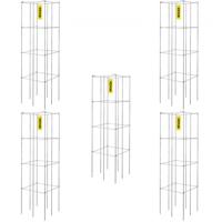 VEVOR Tomatenkooien, 30 x 30 x 117 cm, set van 5 vierkante plantensteunkooien, robuuste, zilveren PVC-gecoate stalen tomatentorens voor het beklimmen van groenten, planten, bloemen en fruit