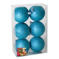 Gerimport Kerstballen - 6x - ijsblauw - kunststof - D4 cm