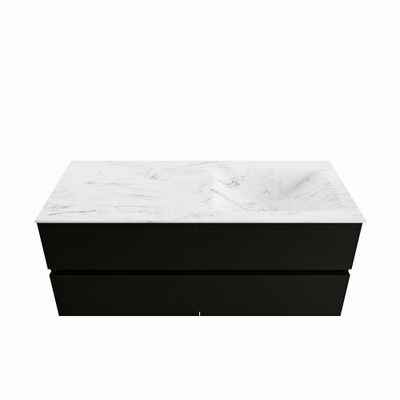MONDIAZ VICA-DLUX 120cm badmeubel onderkast Urban 4 lades. Inbouw wastafel CLOUD rechts 1 kraangat, kleur Opalo.