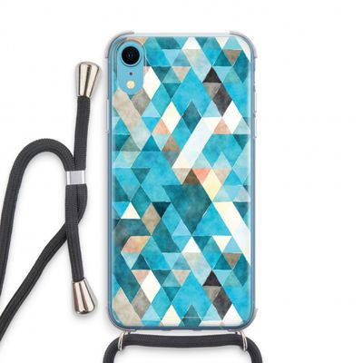 Gekleurde driehoekjes blauw: iPhone XR Transparant Hoesje met koord