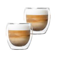 HI Koffieglazen - 2x stuks - dubbelwandig - theeglazen - 250 ml