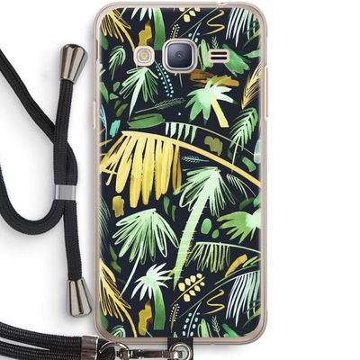 Tropical Palms Dark: Samsung Galaxy J3 (2016) Transparant Hoesje met koord