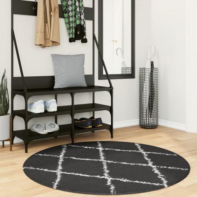 VidaXL Vloerkleed pamplona shaggy hoogpolig ø 120 cm zwart en crème