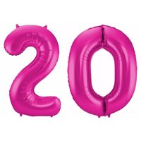 Roze folie ballonnen 20 jaar - thumbnail