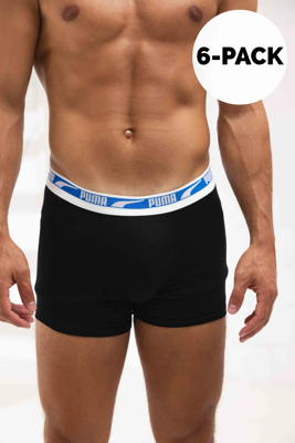 Puma Multi Logo Boxershort 6-Pack Heren Zwart/Rood/Blauw - Maat XL - Kleur: Zwart | Soccerfanshop