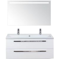 Seville Badmeubelset 120 cm - 2 Laden Wit Hoogglans - Wastafel Djazz Enkel 2 Kraangaten met Sence Spiegel