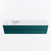 MONDIAZ VICA 200cm badmeubel onderkast Smag 4 lades. Wastafel CLOUD links zonder kraangat, kleur Talc.