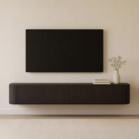 Livingfurn Hangend TV-meubel 'Novero' Eiken, 220cm, kleur Espresso
