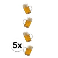 5x Bier hangdecoratie slingers 100 cm   -