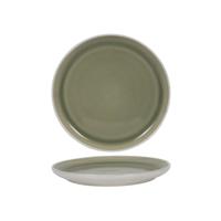 Ontbijtbord matwit/groen Ø21,4cm 6 stuks