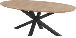 Hartman Ovale Tuintafel 'Stephanie' Teakhout, 240 x 140cm, kleur Naturel/Zwart