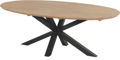 Hartman Ovale Tuintafel 'Stephanie' Teakhout, 240 x 140cm, kleur Naturel/Zwart