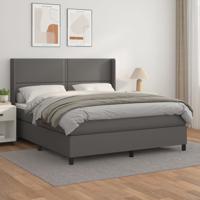 Boxspring met matras kunstleer grijs 180x200 cm