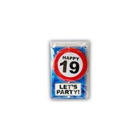 Happy Birthday kaart met button 19 jaar - thumbnail