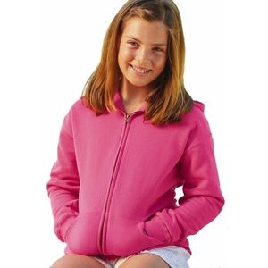 Fuchsia roze katoenmix vest met capuchon voor meisjes